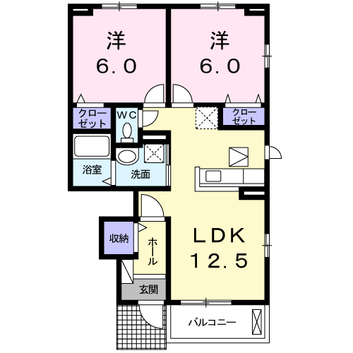 アメヤMRⅡ(2LDK/1階)の間取り写真