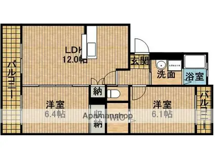 ティアラⅧ(2LDK/1階)の間取り写真