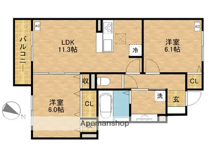 MIRADOR(2LDK/1階)の間取り写真