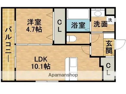 FELSEN(1LDK/3階)の間取り写真