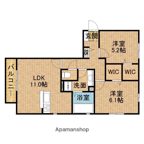 GLANZ B棟(2LDK/3階)の間取り写真