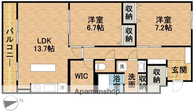 東海道本線 浜松駅 バス乗車時間:22分 領家西バス停で下車 徒歩5分 5階建 築8年(2LDK/5階)の間取り写真