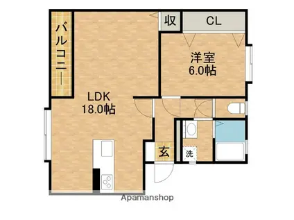 ハミング1(1LDK/1階)の間取り写真