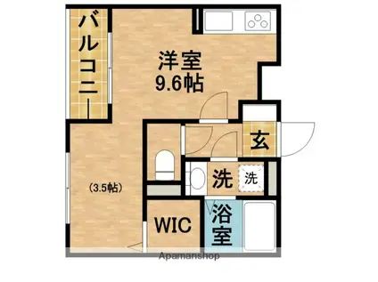 CLAIR(ワンルーム/1階)の間取り写真