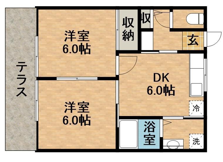 セントラル・ビラA(2DK/1階)の間取り写真