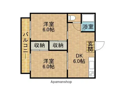 清田ハイツ(2DK/2階)の間取り写真