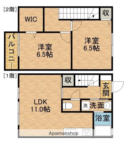 東海道本線 浜松駅 バス乗車時間:20分 小池南バス停で下車 徒歩4分 2階建 築17年(2LDK)の間取り写真