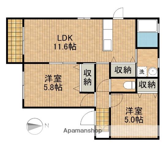 エスポアⅡ(2LDK/2階)の間取り写真