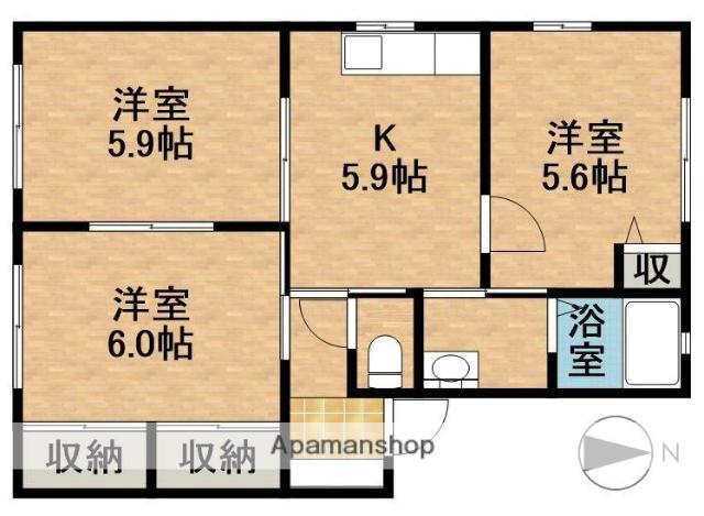 プラネットA(3K/2階)の間取り写真