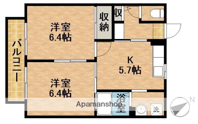 ひまわり A(2K/2階)の間取り写真