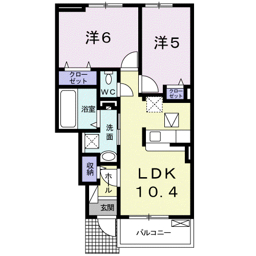 サフィール(2LDK/1階)の間取り写真