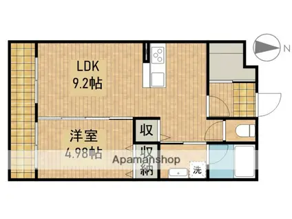 ランドスケイプ(1LDK/2階)の間取り写真