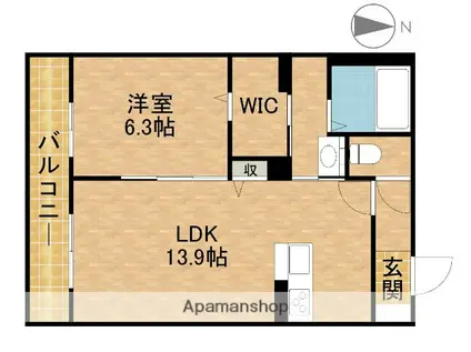 クラウン高林(1LDK/3階)の間取り写真