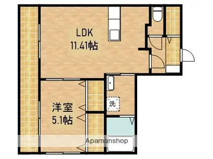 SELENE(1LDK/1階)の間取り写真