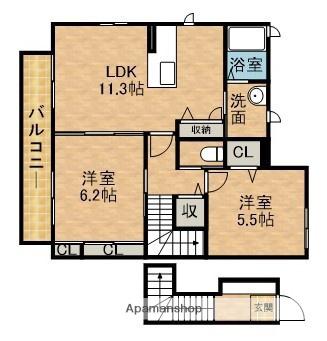ソフィアホウダC(2LDK/2階)の間取り写真