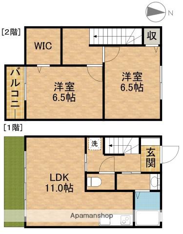 東海道本線 浜松駅 バス乗車時間:28分 イオンモール浜松市野バス停で下車 徒歩5分 2階建 築15年(2LDK)の間取り写真