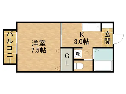 アミティエC(1K/2階)の間取り写真