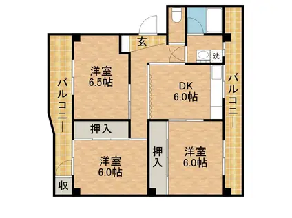 田内マンション(3DK/4階)の間取り写真