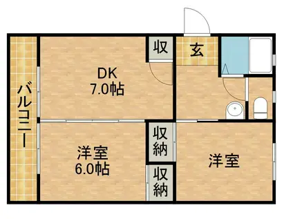 スマイルハイツA(2DK/4階)の間取り写真