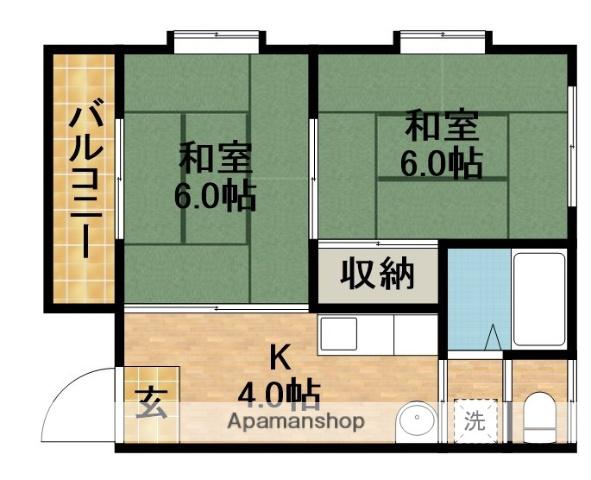 小川アパート(2K/2階)の間取り写真