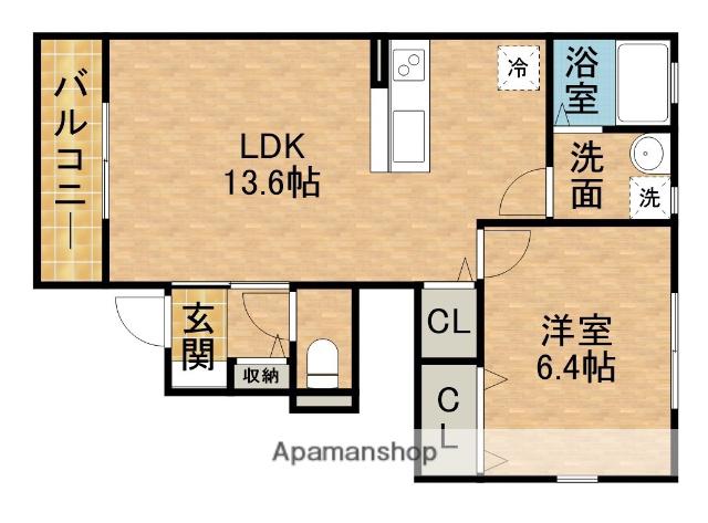 グレイスヒル(1LDK/1階)の間取り写真