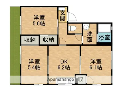 T・TOWNリヴェールA(3DK/1階)の間取り写真