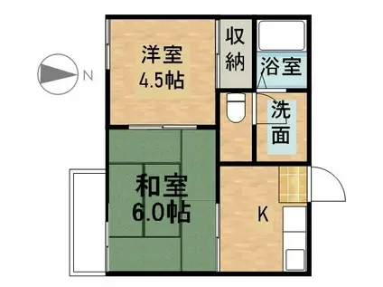 フォーブル花村D(2K/1階)の間取り写真