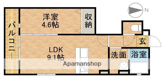 グランK(1LDK/1階)の間取り写真