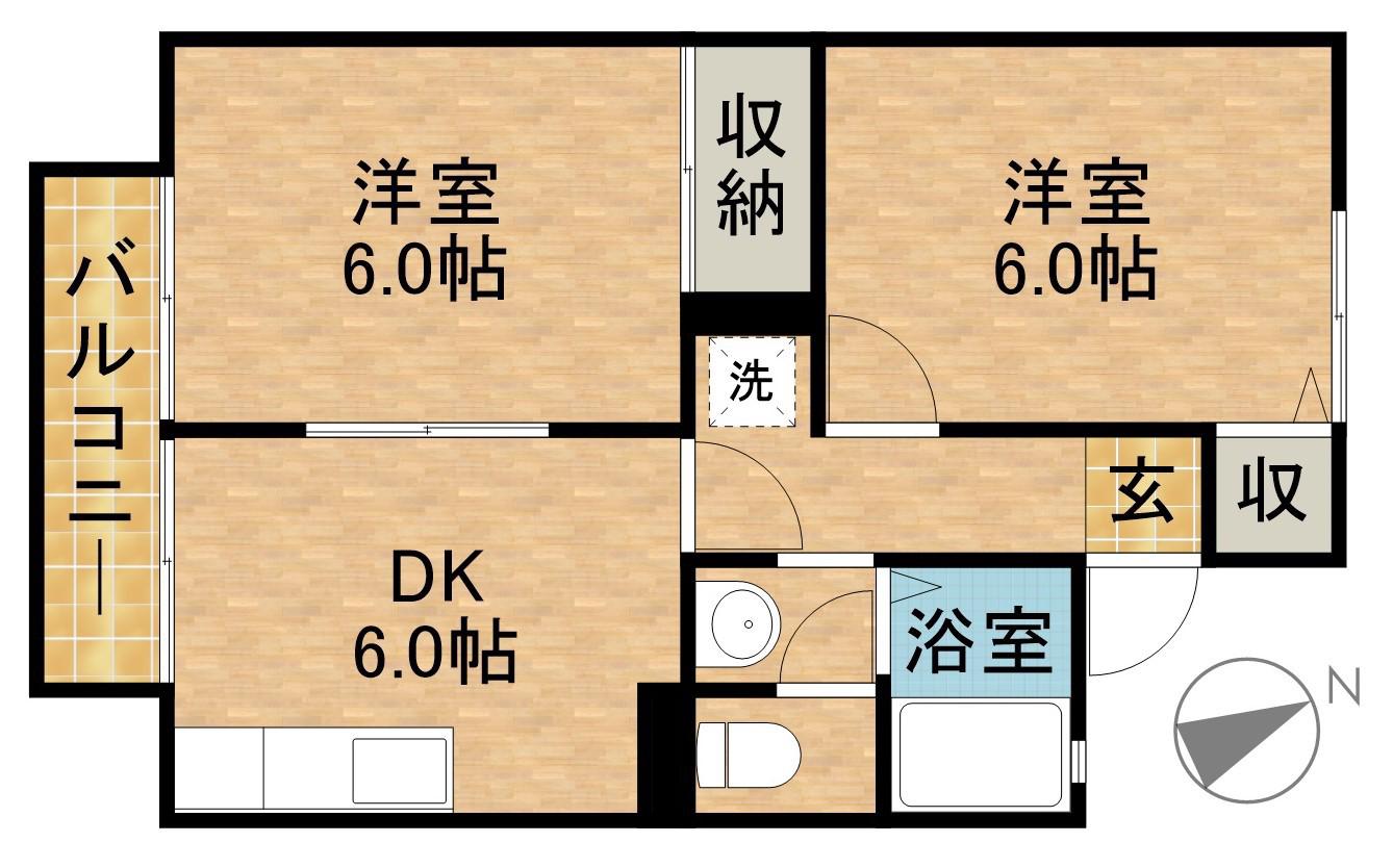 セジュールフェスタ A(2DK/2階)の間取り写真