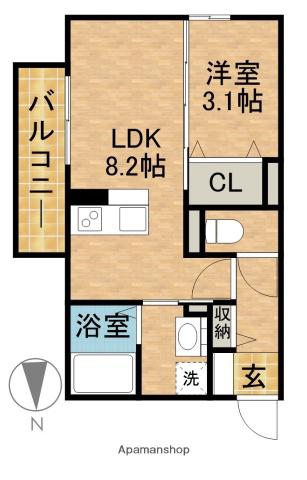 ミラフローレス(1LDK/3階)の間取り写真