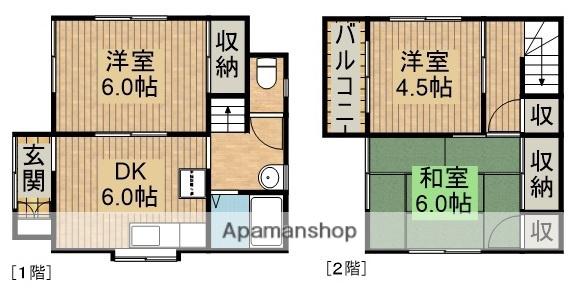 東海道本線 浜松駅 バス乗車時間:20分 安松第二公園バス停で下車 徒歩3分 2階建 築38年(3DK)の間取り写真