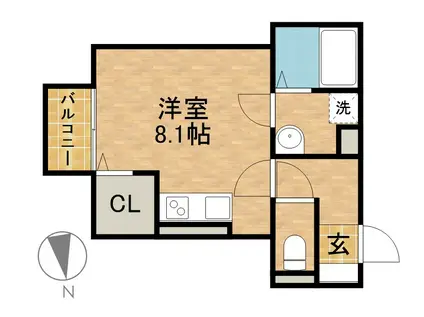 D-ROOM和地山(ワンルーム/1階)の間取り写真