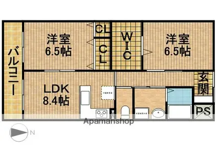 ココモ岡田(2DK/2階)の間取り写真