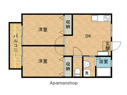 コーポ雪小僧(2DK/2階)の間取り写真