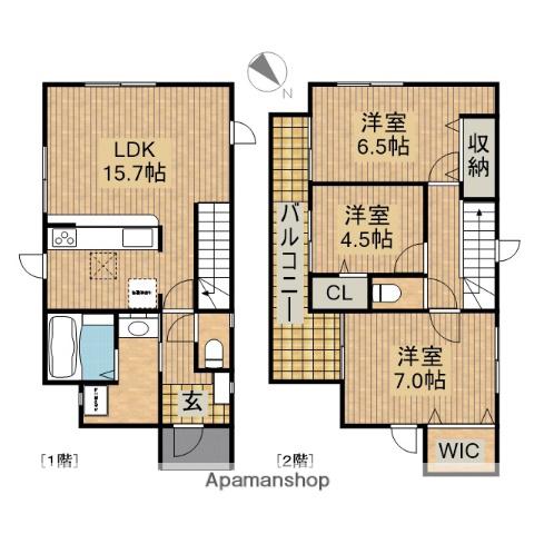 東海道本線 浜松駅 バス乗車時間:10分 三島西バス停で下車 徒歩7分 2階建 築3年(3LDK)の間取り写真