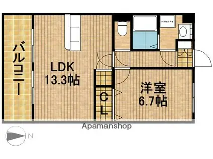 BELL WIN(1LDK/1階)の間取り写真
