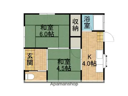 東海道本線 磐田駅 徒歩11分 1階建 築44年(2K)の間取り写真