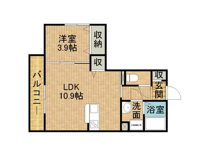 D-HILLS有玉北町(1LDK/3階)の間取り写真