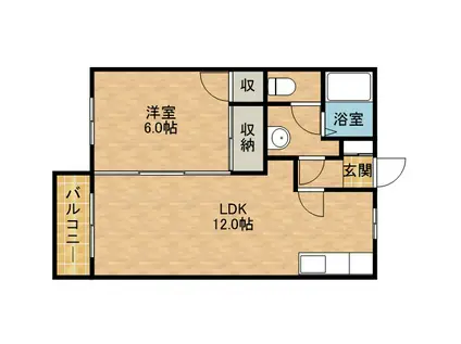 メナージュ B(1LDK/1階)の間取り写真