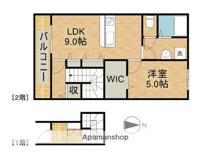 LOTUS篠原(1LDK/2階)の間取り写真