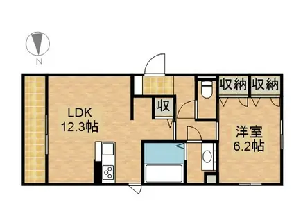 AMABILE(1LDK/1階)の間取り写真
