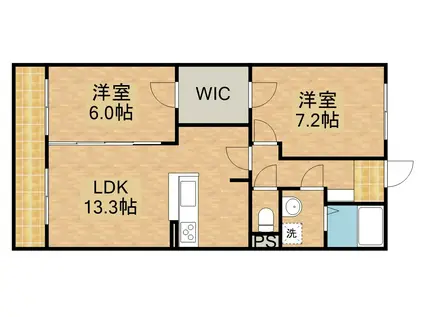 スウィートベル(2LDK/2階)の間取り写真