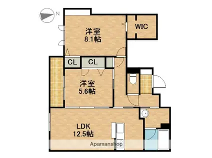 グランディア古川(2LDK/3階)の間取り写真