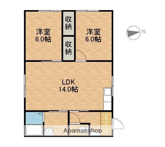 東海道本線 菊川駅(静岡) バス乗車時間:45分 浜岡営業所バス停で下車 徒歩15分 1階建 築19年(2LDK)の間取り写真