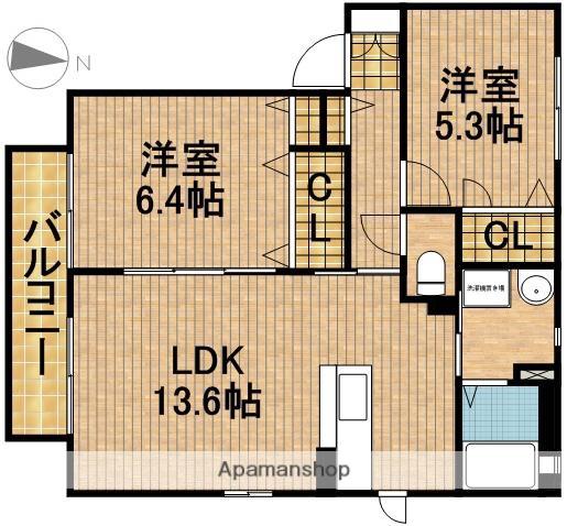 スカイアベニュー(2LDK/2階)の間取り写真