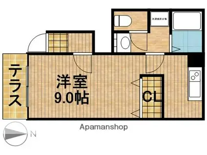 ノース HILL幸(1K/1階)の間取り写真