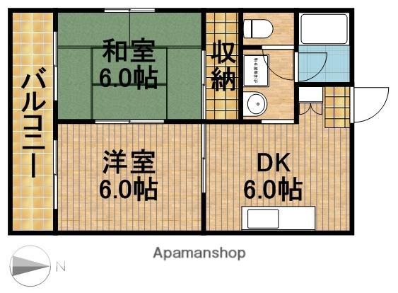 コーポバーディーJR(2DK/3階)の間取り写真