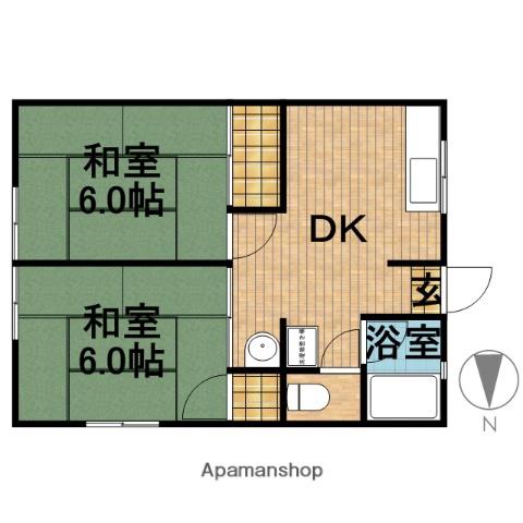 シティーハイムメルヘン(2DK/2階)の間取り写真