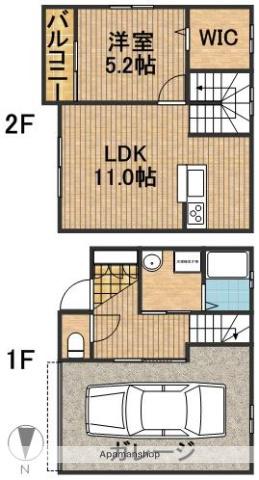 ガレッジ志都呂(1LDK)の間取り写真