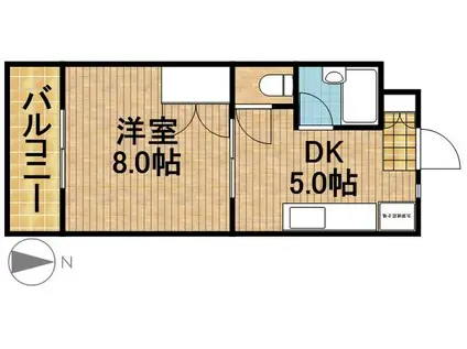 ルミエールⅠ(1DK/2階)の間取り写真